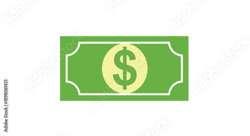 A simple illustration of a green us dollar bill with a yellow center