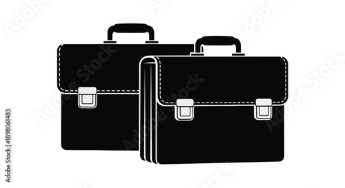 Two black briefcases are stacked displaying a classic professional aesthetic