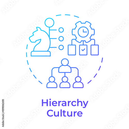 Hierarchy culture blue gradient concept icon. Business strategy, project planning. Decision making. Round shape line illustration. Abstract idea. Graphic design. Easy to use in presentation, article
