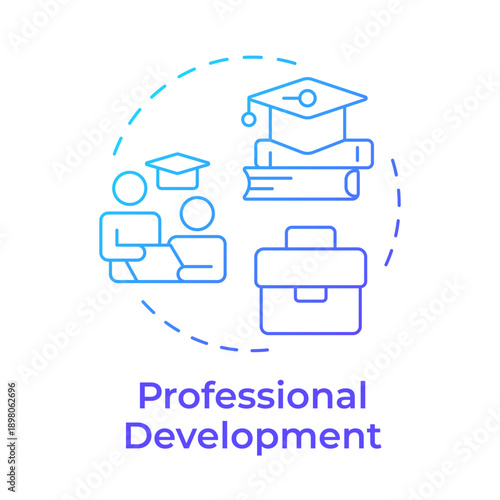 Professional development blue gradient concept icon. Career development, skills training. Round shape line illustration. Abstract idea. Graphic design. Easy to use in presentation, article