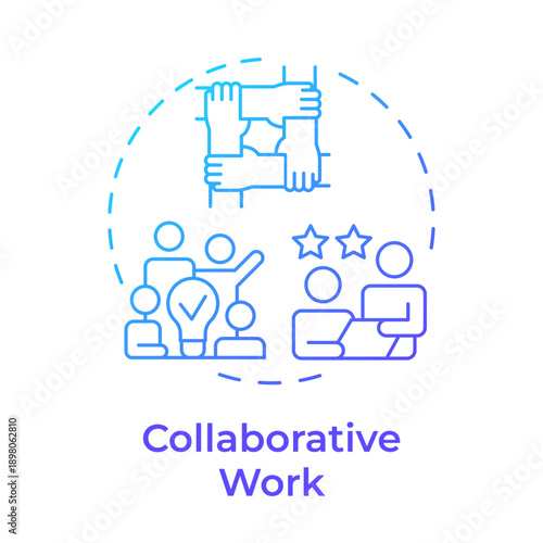 Collaborative work blue gradient concept icon. Professional community, team partnership. Round shape line illustration. Abstract idea. Graphic design. Easy to use in presentation, article