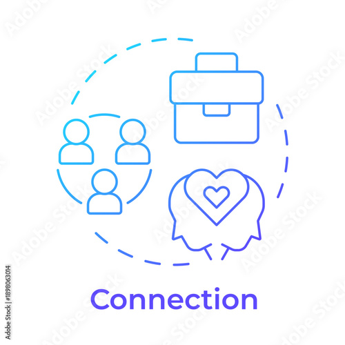 Connection blue gradient concept icon. Emotional intelligence, work balance. Social support. Round shape line illustration. Abstract idea. Graphic design. Easy to use in presentation, article
