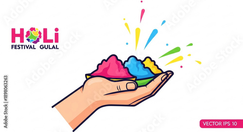 Hand holding colorful holi powder festival celebration vibrant hues