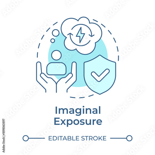 Imaginal exposure soft blue concept icon. Personal care, mental energy. Heath support. Round shape line illustration. Abstract idea. Graphic design. Easy to use in brochure, booklet