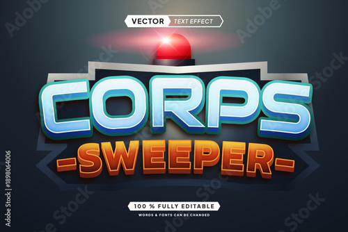 Text effect editable corps sweeper 3d gaming cartoon font style