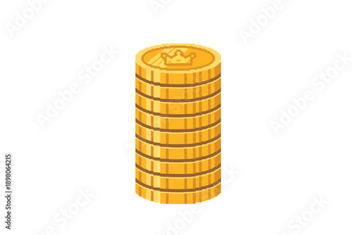 Pixel art gold coins. ピクセルアートの金貨