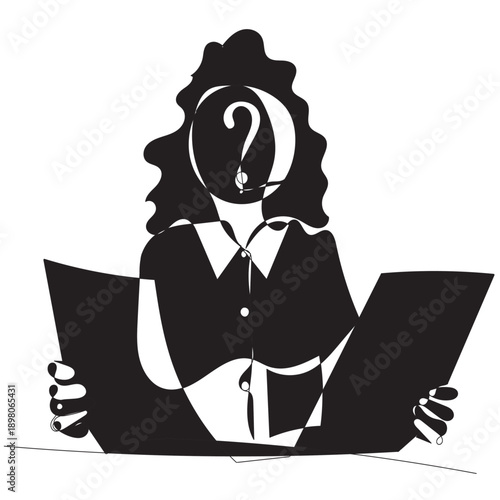 continuous line drawing a woman who is confused