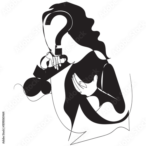 continuous line drawing a woman who is confused