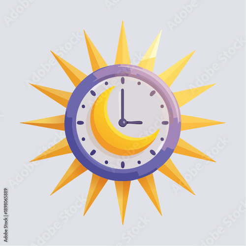 Sun clock icon representing time awareness, productivity, daily rhythm, and energy management concept