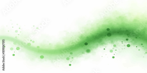 Abstract green background with bubbles and colorful splashes