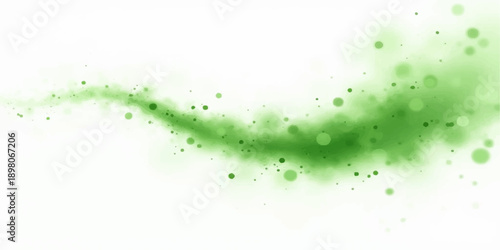 Abstract green background with circular splashes and watercolor textures