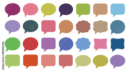Multicolored Speech Bubbles on White Background