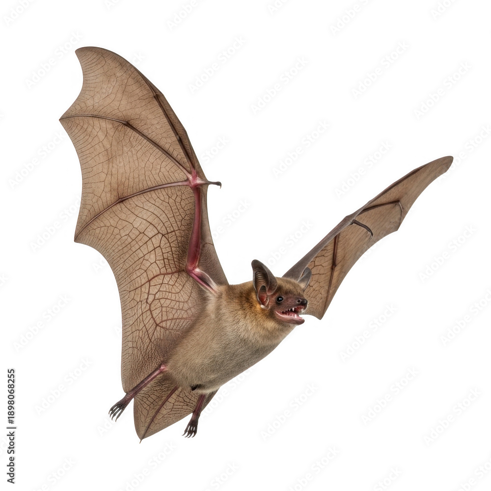 Obraz premium Realistic brown bat in flight with transparent wings isolated on transparent background