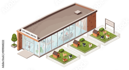 Modern Community Center with Outdoor Spaces and People Engaging in Various Activities