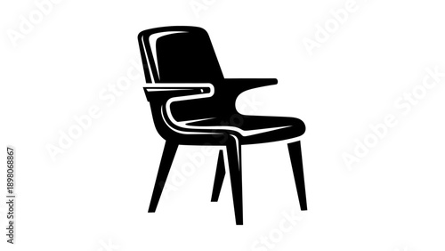 Black chair illustration on a white background for design and decor