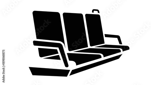 Black and white bench isolated on white background for design elements