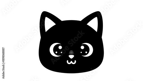 Black cat face vector illustration isolated on white background