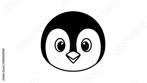Cartoon penguin head isolated on white background simple vector