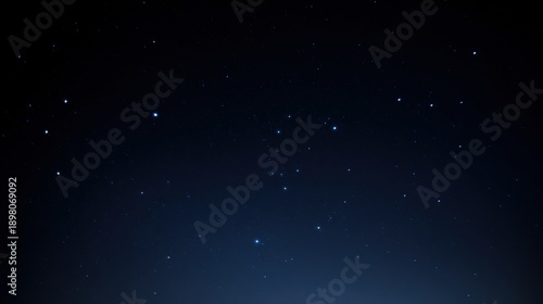 pleiades. Wide shot of winter night sky with faint blue-white Pleiades star cluster. STEM education sheets, lab safety posters, designed for biotech research communications.
