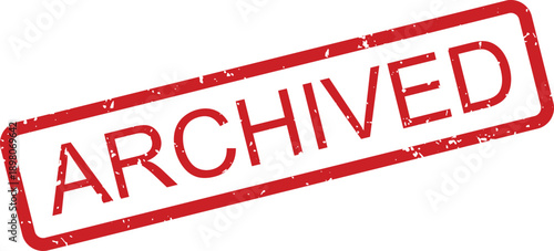 A distinct red grunge style rectangular rubber stamp displays the word ARCHIVED on a clean white background