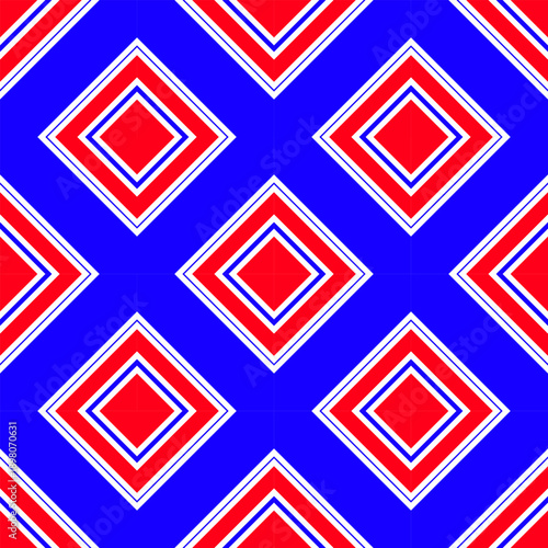 Bold Red Blue Geometric Seamless Pattern Background