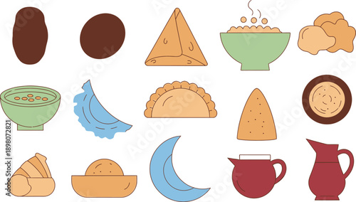 A vibrant illustration of various food items and dishes arranged on a white background for 2 (22)