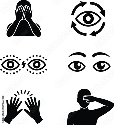 Black and white of eyes and hands covering face