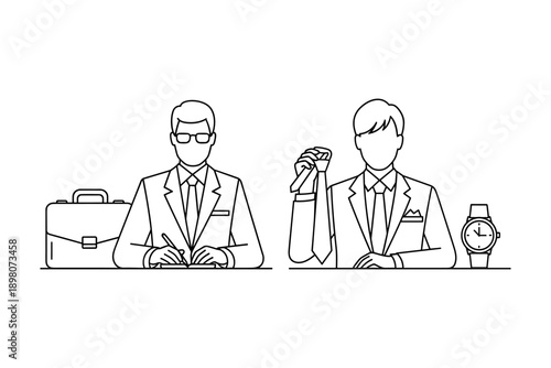 Linear style businessman transformations: from suit to smart casual