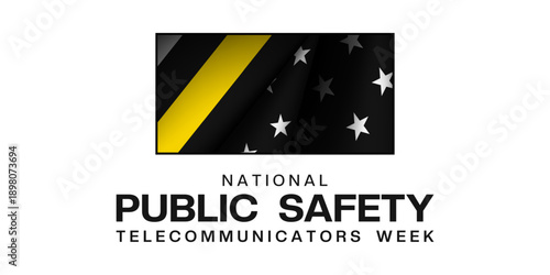 April is National Public Safety Telecommunicators Week. Flag. Great for cards, banners, posters, social media and more. White background.