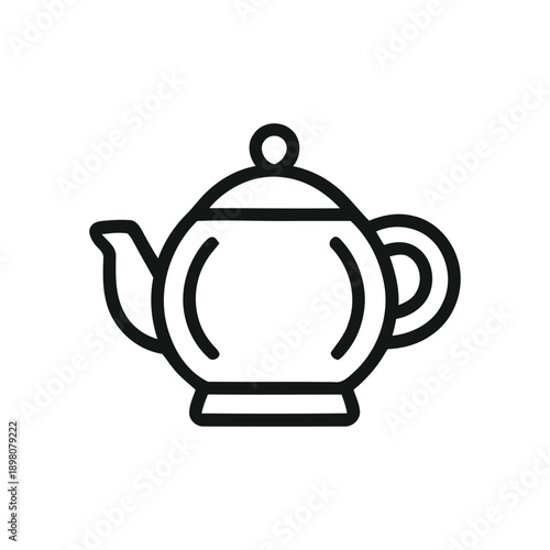 Classic teapot icon with handle and spout for beverage preparation