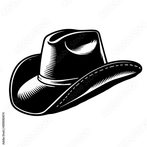 Vintage cowboy hat illustration vector western headwear rustic rodeo fashion art design poster graphic style