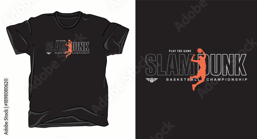Slam dunk basketball championship graphic on t shirt design