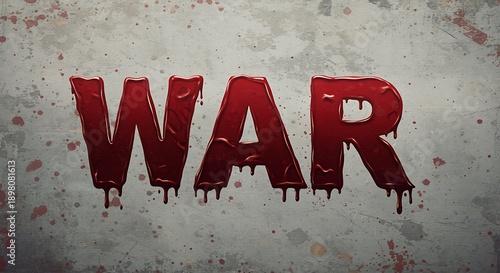 War Text with Dripping Blood Effect
