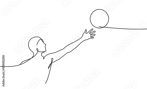 Athlete reaching for a basketball hoop continuous line drawing dynamic sports illustration artwork