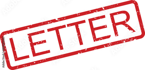 A distressed rectangular red rubber stamp displaying the word LETTER prominently on a clean white surface