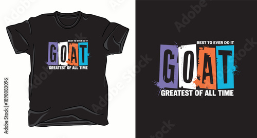 GOAT greatest of all time t-shirt design text graphic with colorful blocks