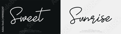 Sweet Sunrise, Script elegant alphabet beauty logo font. Classic beautiful Modern luxury Serif Letter Minimal Fashion. Typography decoration logotype fonts, wedding, logos. vector illustration
