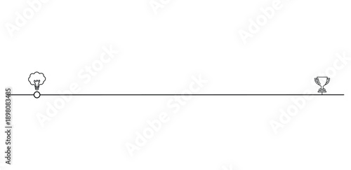 Innovation journey progress concept leading from creative idea to ultimate victory reward