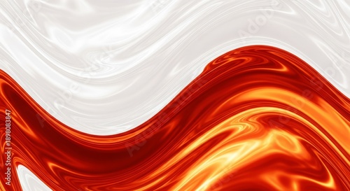 Fiery red and white waves flow with intense energy and abstract beauty.