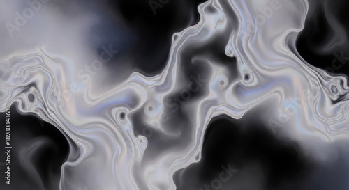 Ethereal wisps of smoke or liquid swirl and blend across a dark, abstract background.