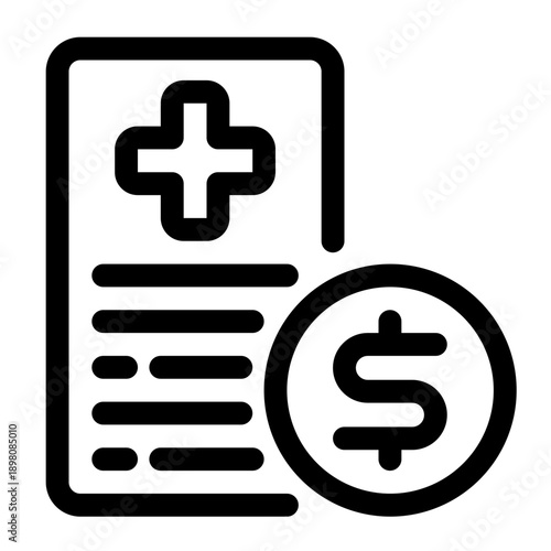 Health Bill Icon Medical Payment Line Art Illustration