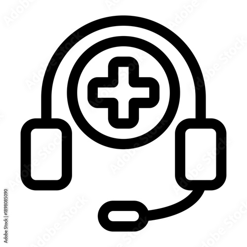 Telemedicine Call Center Headset Health Support Icon Outline