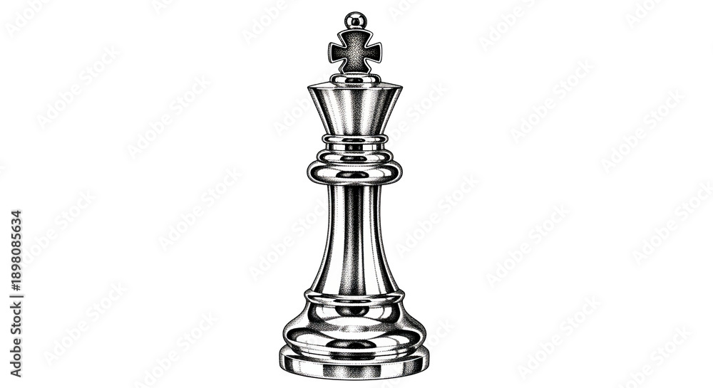 Naklejka premium Vibrant Chess King With Glitch Effect On Black Background