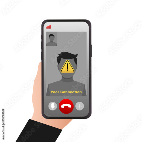 Video Call on Smartphone Screen Flat Illustration. Vector illustration
