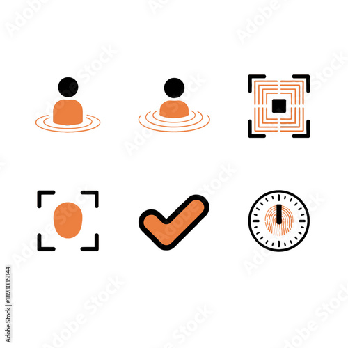 Professional vector icons for ambient proximity sensing and biometric identity detection. These assets support smart home XR, industrial safety monitoring, and presence-aware spatial computing.