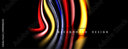 Abstract colorful waves, dynamic lines, modern design element. Black background emphasizes vibrant hues, creating visual impact.