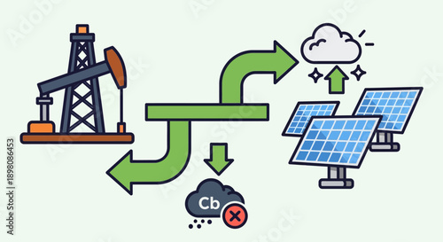 Renewable Energy Transition Solar Panels vs Oil Rig