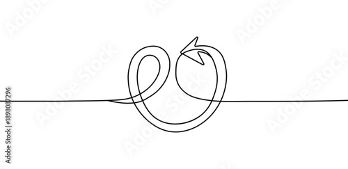 Continuous line drawing of an arrow symbolizing art and  minimalist design concept style