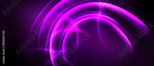 Abstract purple energy flows, swirling patterns. Bright light radiates from center, dark background creates contrast. Modern design element.