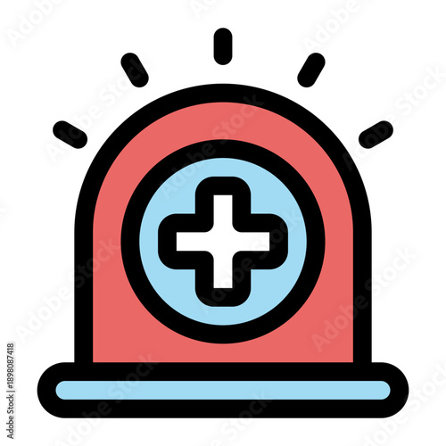 Emergency Medical Alarm Siren Alert Icon Flat Line Style